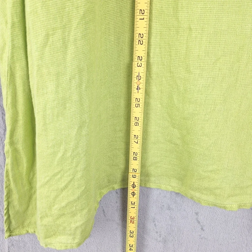 Ali Miles Top 1X Green Linen Lagenlook Artsy Boho Beach Coastal Resort Tunic
